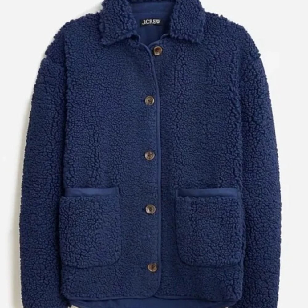 NWT J. Crew Faux Sherpa Barn Jacket  NAVY
